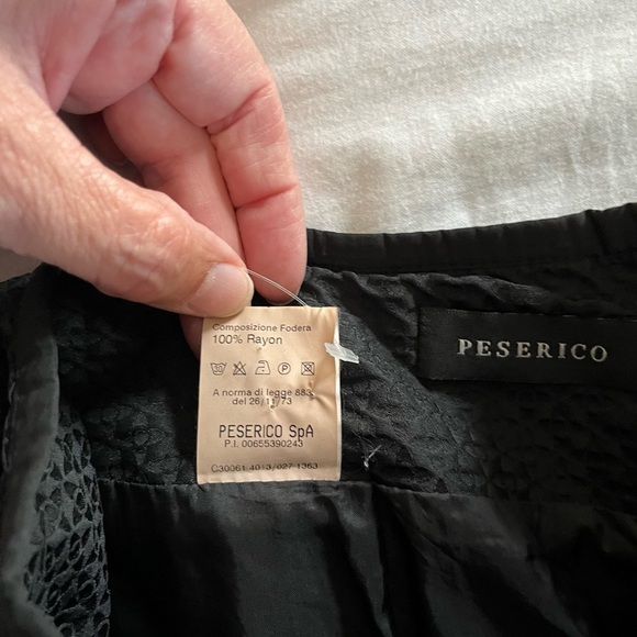 PESERICO Short Flare Large Pleat Belted Lined Black Skirt Made in Italy Sz 6/42 - Picture 8 of 14